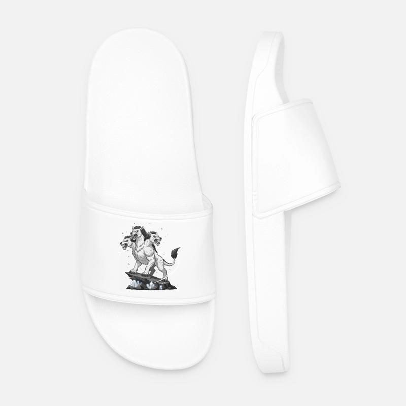 Three-headed monster wolf - Men’s Pool Sliders - white