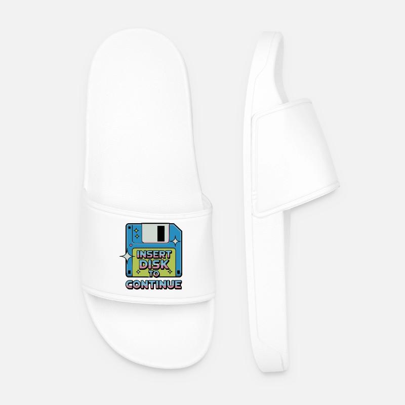 Y2K Retro – Insert Disk to Continue - Men’s Pool Sliders - white