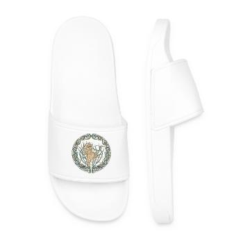 Celtic circle of the shell spiral - Men’s Pool Sliders - white - Front