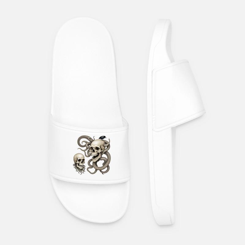 SKULL #1 - dark hell - Men’s Pool Sliders - white