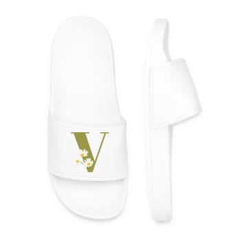 Lettre v vert marguerites - Claquettes Homme - blanc - Devant