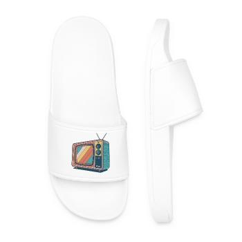 TV Vintage Rayures Colorées - Claquettes Homme - blanc - Devant