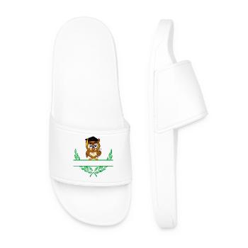 Owl with Diploma and Graduation Hat – Personal - Men’s Pool Sliders - white - Front