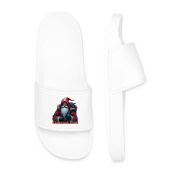 Santa and Blue Cat Fantasy - Men’s Pool Sliders - white - Front