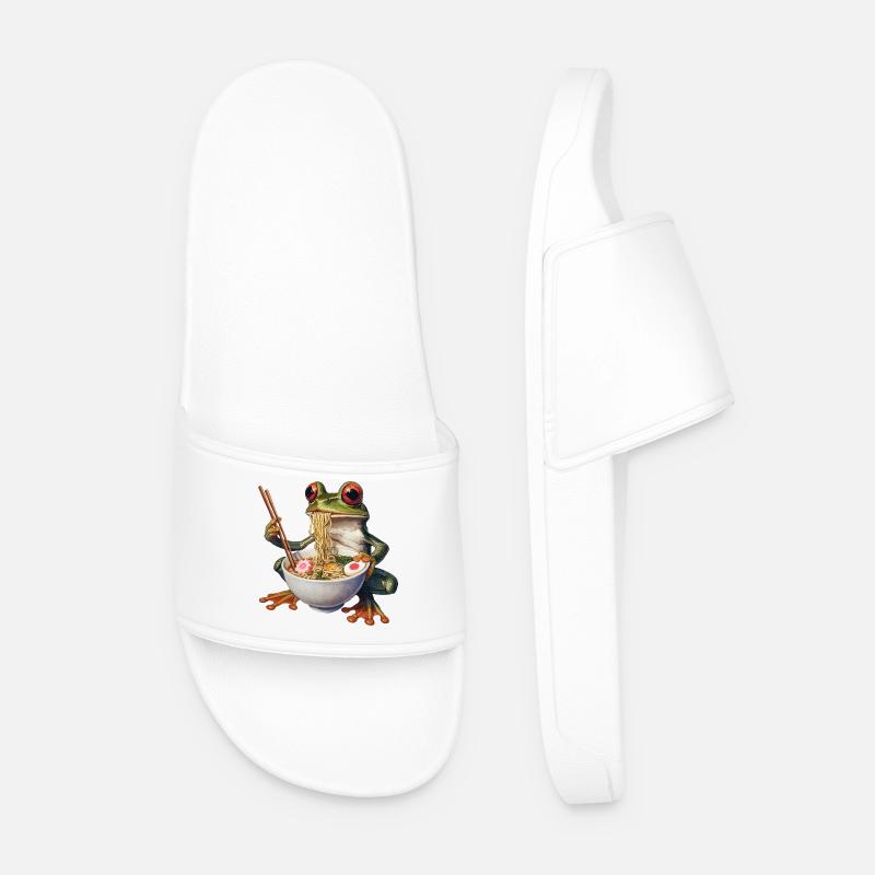 Frog eats ramen - Men’s Pool Sliders - white