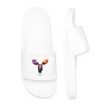 Moose Moose Head - Men’s Pool Sliders - white - Front