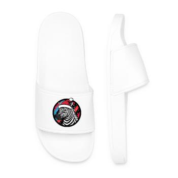 Zebra with Santa hat - Men’s Pool Sliders - white - Front
