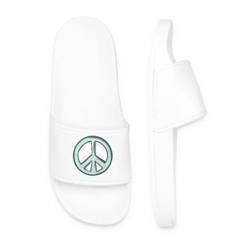 Peace Glyph in Mint and Purple - Men’s Pool Sliders - white - Front