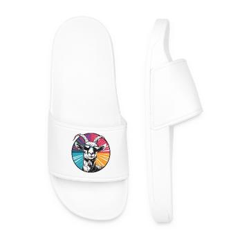 Chèvre avec des lunettes de soleil - Claquettes Homme - blanc - Devant