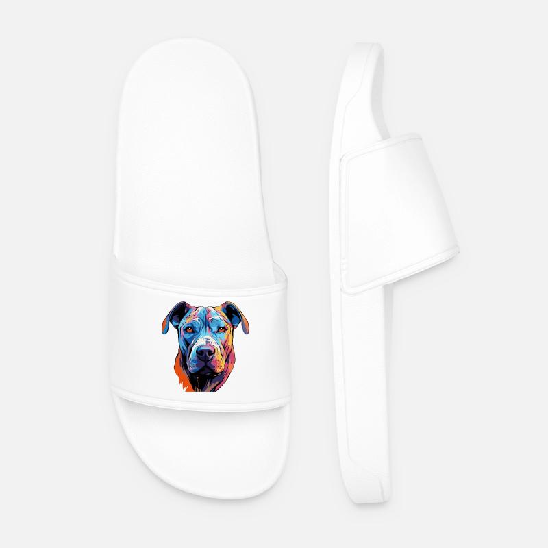Dog Comic Pop Art - Men’s Pool Sliders - white