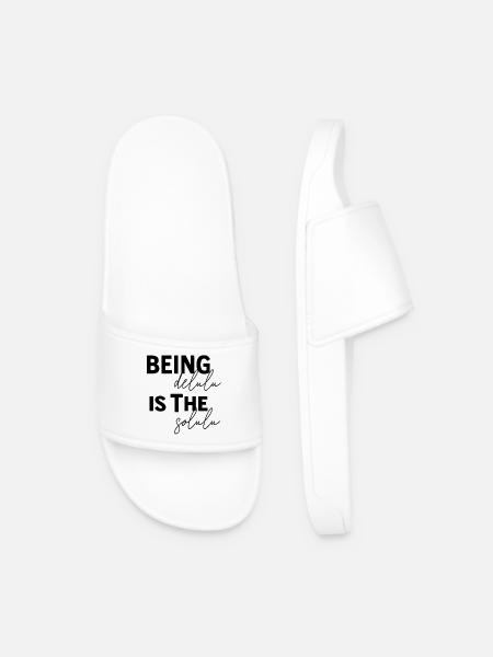 Being Delulu Is The Solulu - Men’s Pool Sliders - white