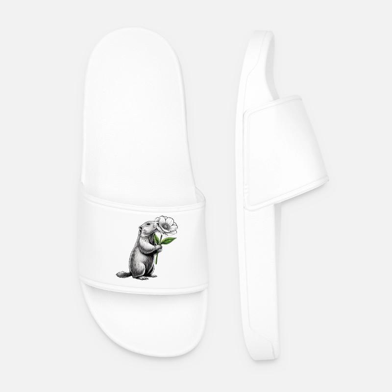 Murmeltier mit Blume - Männer Badelatschen - Weiß
