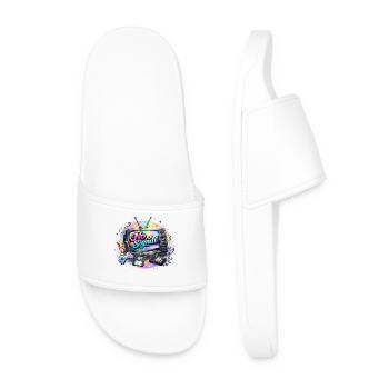 Retro Signal Rainbow TV T-Shirt Logo - Men’s Pool Sliders - white - Front