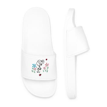 Elephant on a flower meadow - Men’s Pool Sliders - white - Front