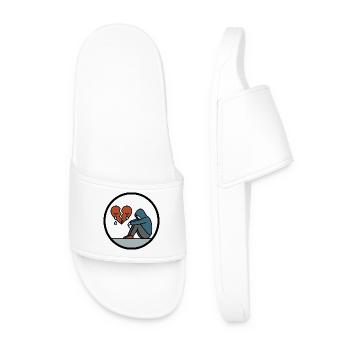 Broken Heart and Loneliness Heartbreak Motif - Men’s Pool Sliders - white - Front