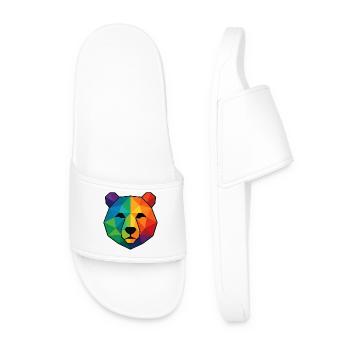 Bunte Pop-Art-Low-Poly-Bär - Männer Badelatschen - Weiß - Vorne