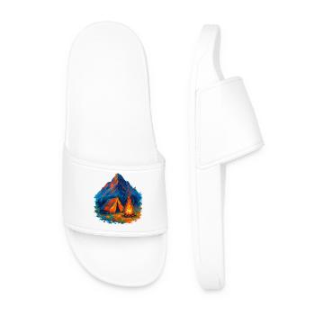 Mountain tent in a sea of flames - Men’s Pool Sliders - white - Front