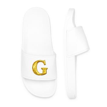 Goldenes G Motiv – Metallic Letter - Männer Badelatschen - Weiß - Vorne
