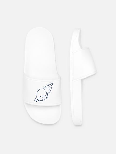 Seashell Minimal Ocean Beach Aesthetic Design - Men’s Pool Sliders - white