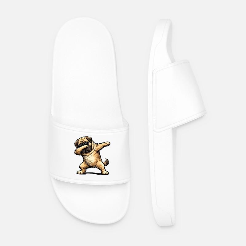 Dabbing Mastiff - Men’s Pool Sliders - white
