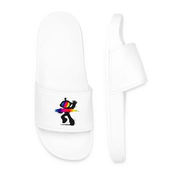 Roboter Silhouette Regenbogen Splash Design   - Männer Badelatschen - Weiß - Vorne