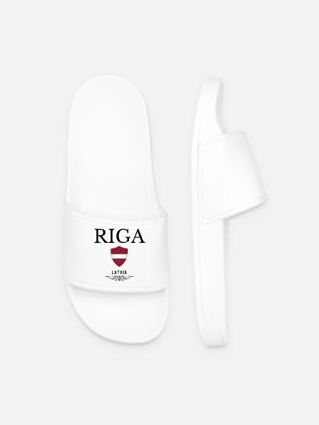 Riga souvenir, elegant design Riga - Men’s Pool Sliders - white