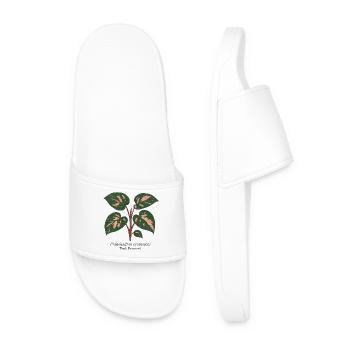 Stylish Plant - Philodendron Pink Princess - Men’s Pool Sliders - white - Front