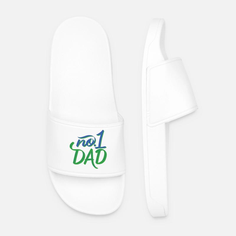 No.1 Dad – Handlettering - Männer Badelatschen - Weiß