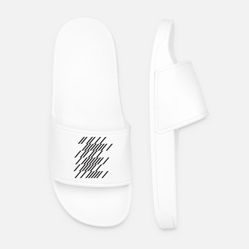 Diagonal Line Grid Overlap - Men’s Pool Sliders - white