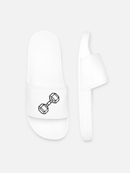 Dumbbell Icon Weights Training - Men’s Pool Sliders - white