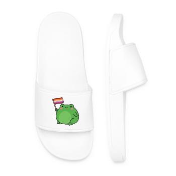 Pride Month LGBTQ - Lesbian Frog - Men’s Pool Sliders - white - Front