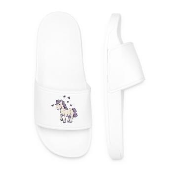 Poney mignon aux papillons - Claquettes Homme - blanc - Devant