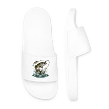 FISHING. WAIT. CATCH. - Men’s Pool Sliders - white - Front