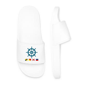 Love – Maritime steering wheel with signal flags - Men’s Pool Sliders - white - Front