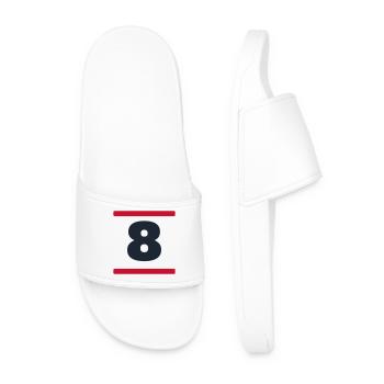 Number 8 - Jersey Number Team Birthday - Men’s Pool Sliders - white - Front