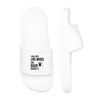électricien Halloween humour fils en direct fantôme mort - Claquettes Homme - blanc - Devant