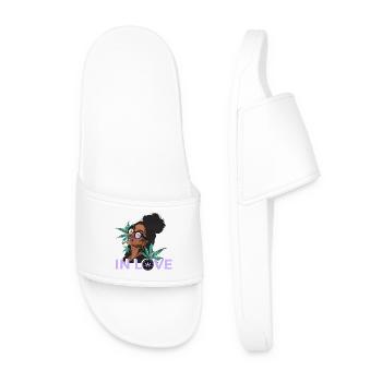 IN LOVE WITH CANNABIS - Men’s Pool Sliders - white - Front