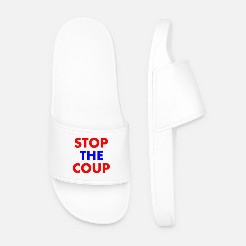 stop the coup - Men’s Pool Sliders - white