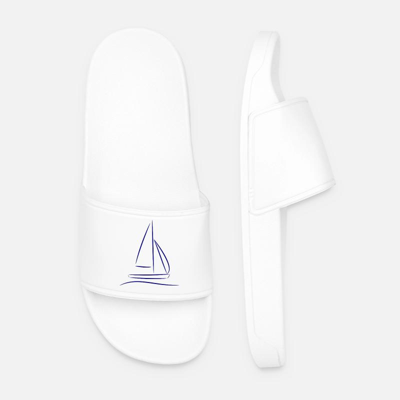 Segelboot Silhouette – Maritimes Design Blau - Männer Badelatschen - Weiß
