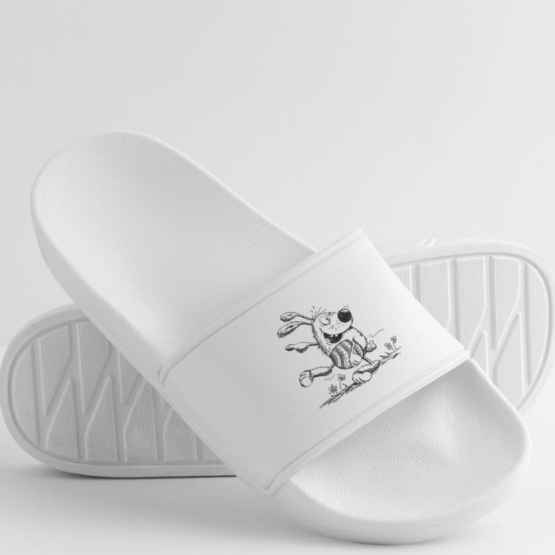 Funny easter bunny with easter egg - easter Men’s Pool Sliders