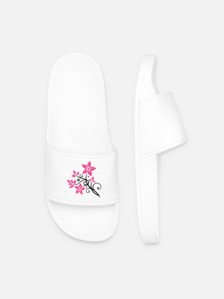 Beautiful, filigree flowers. Floral element. - Men’s Pool Sliders - white
