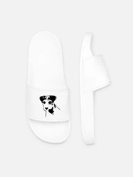 Parson Russell Terrier head - Men’s Pool Sliders - white