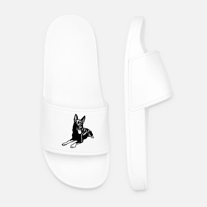German Shepherd - Men’s Pool Sliders - white