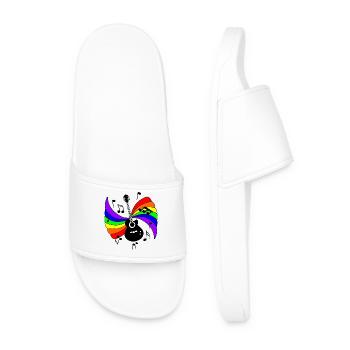 Gitarre mit Regenbogen- und Musiknoten - Männer Badelatschen - Weiß - Vorne