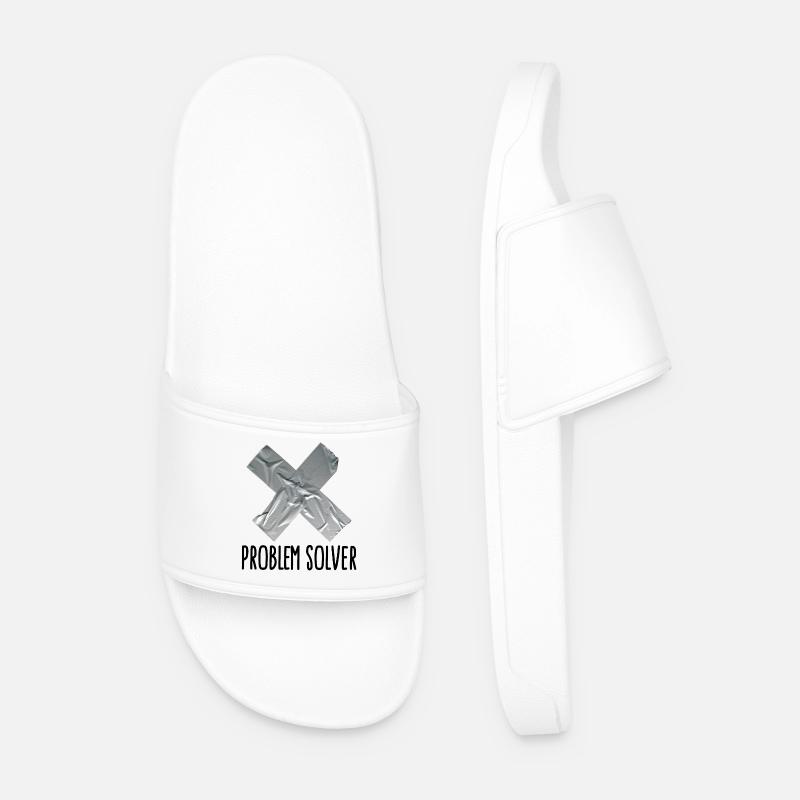 Funny Tape Man Father Problem solver - Men’s Pool Sliders - white