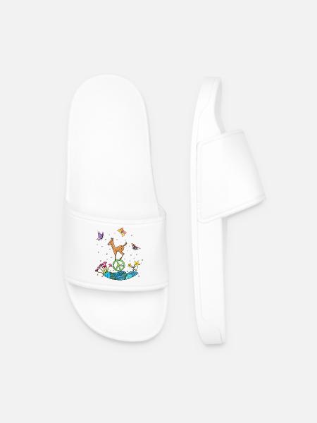 Fawn Peace Cute Illustration - Men’s Pool Sliders - white