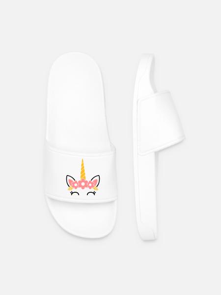 Reine des fleurs : la majestueuse licorne - Claquettes Homme - blanc