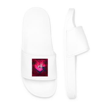 Neon Heart in Dark Red - Men’s Pool Sliders - white - Front