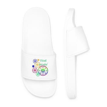 Star Blossoms with Saying Think colorful - Men’s Pool Sliders - white - Front
