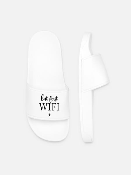 Black Surfaces Minimal Design - Men’s Pool Sliders - white